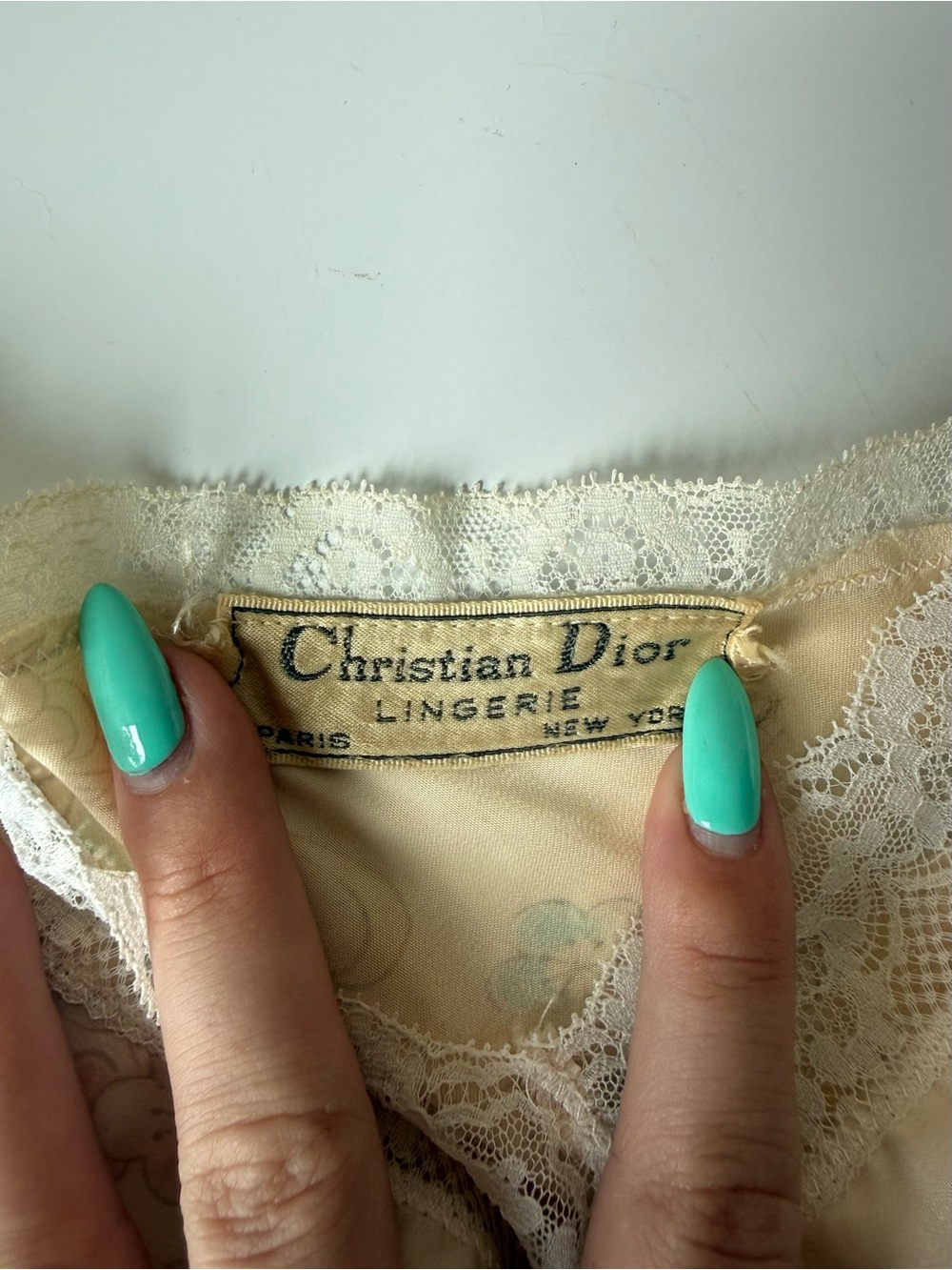 Christian Dior Cream Floral Lace Trim Vintage Camisole Top - Picture 2 of 6